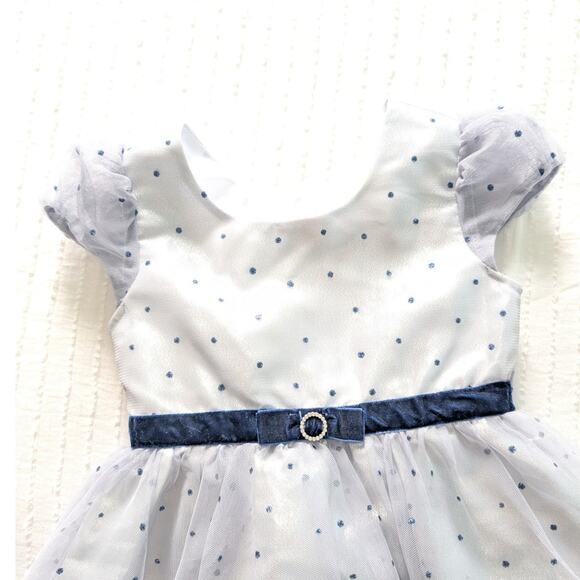 Jona Michelle Girls Formal White/Blue Shimmer Tulle Dress size 5 - Picture 2 of 6